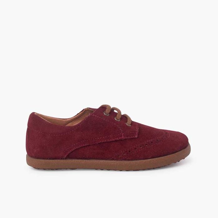 Suede oxford shoes with caramel sole