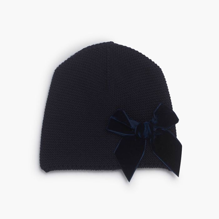 Winter beanie with velvet side bow