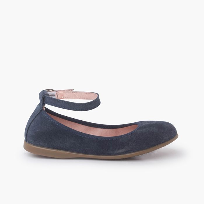 Suede flexible ballerinas with strap