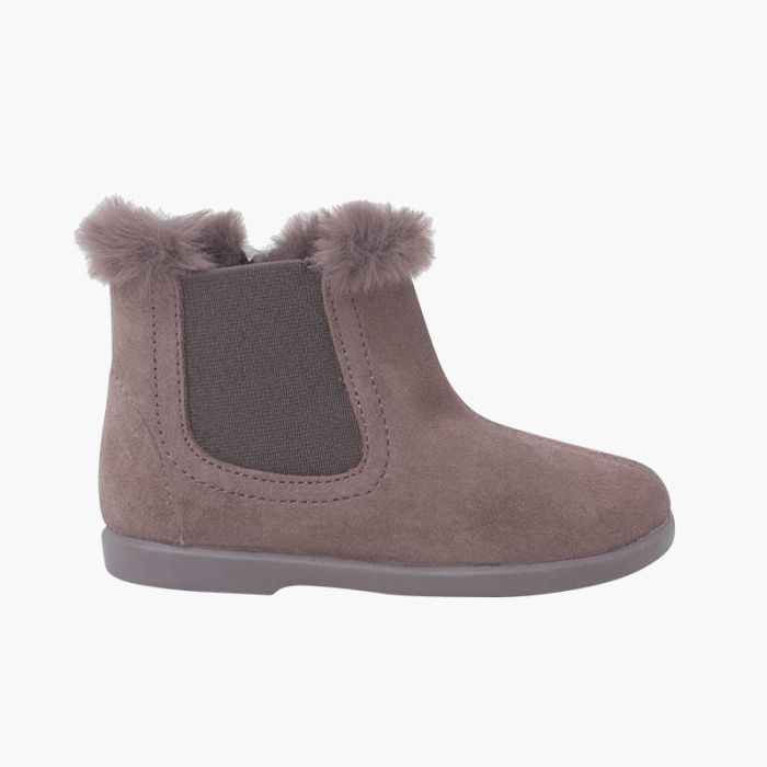 Girl's Chelsea Boots with Furry Collar