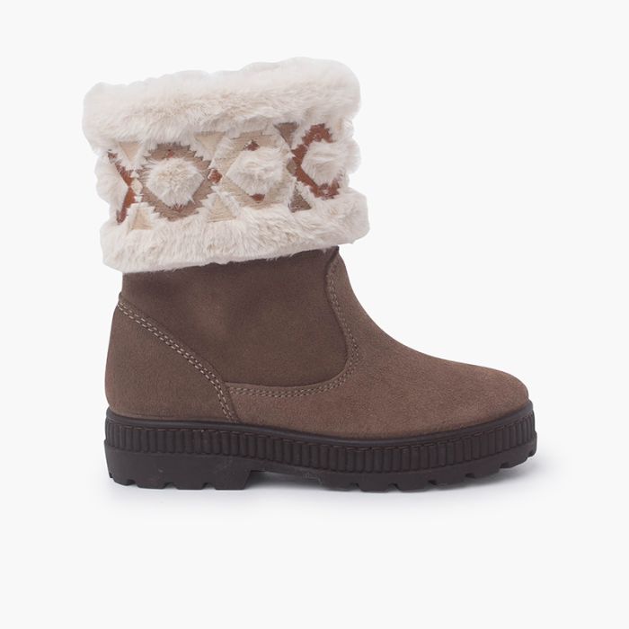 Fur Collar Geometric Embellishment Boots