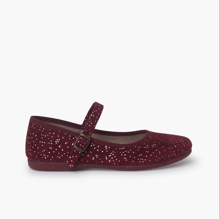 Glittered Mary Janes with buckle fastening