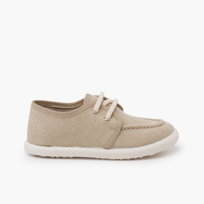 Canvas Organic Boat Shoes White Sole