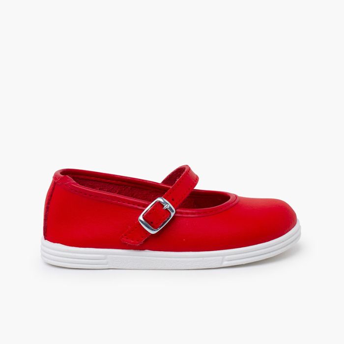 Washable leather buckle Mary Janes