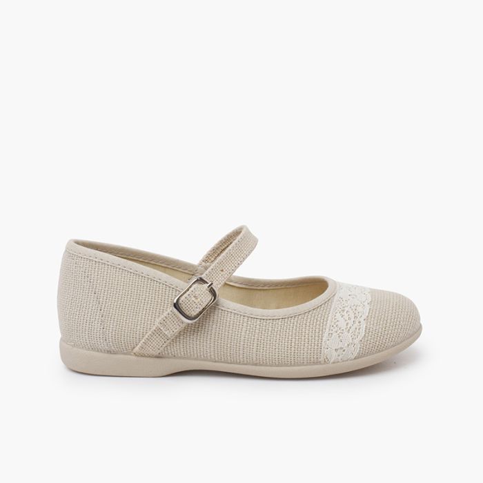 Linen Mary Janes lace up ceremony