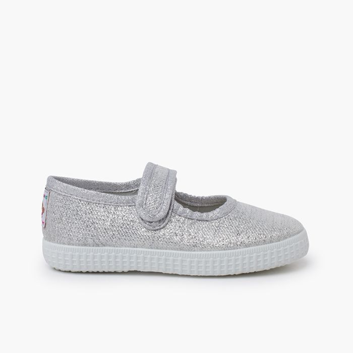 Glitter Mary Janes adhesive strap
