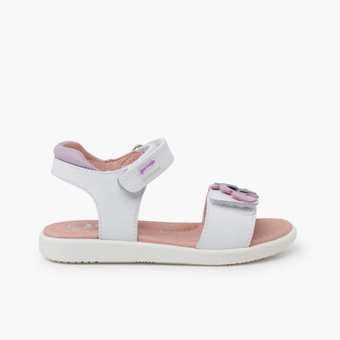Girl's leaf sandals hook-and-loop fasteners