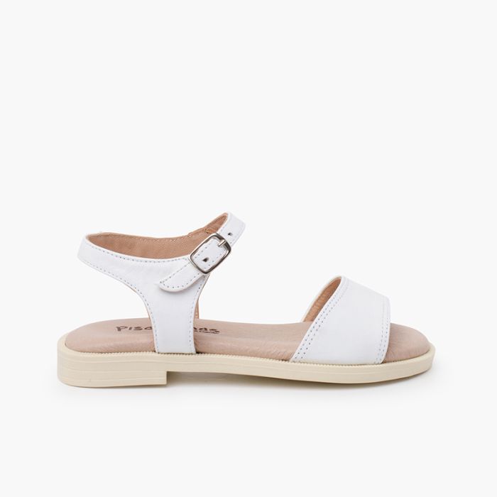 Low-cut upper leather sandals