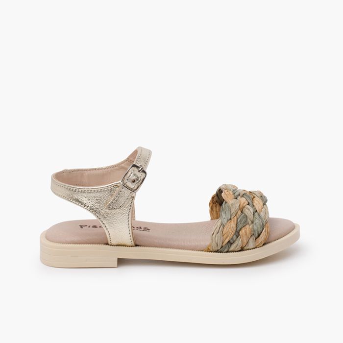 Braided shovel sandals buckle fastening