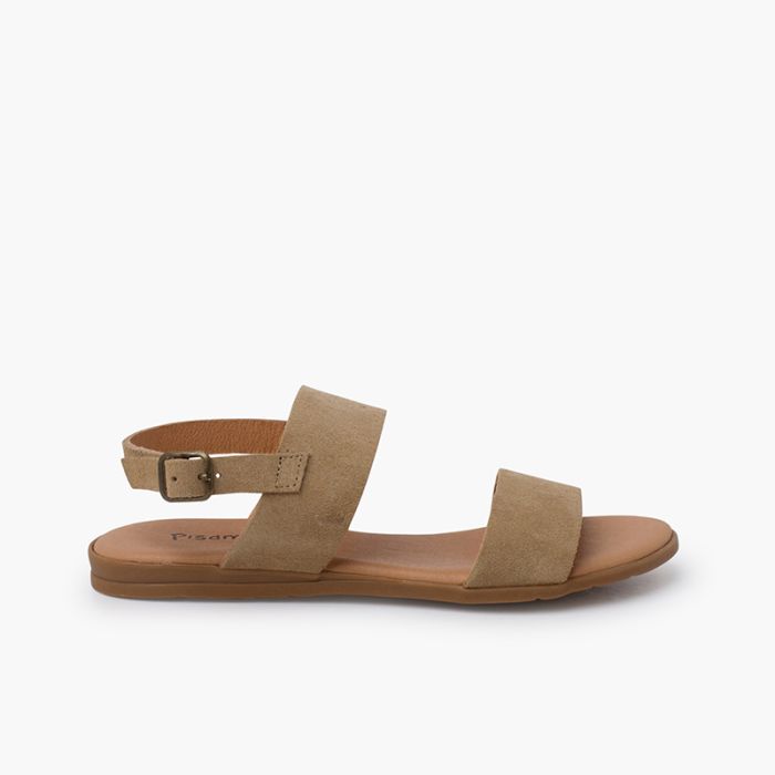 Wide straps suede sandals