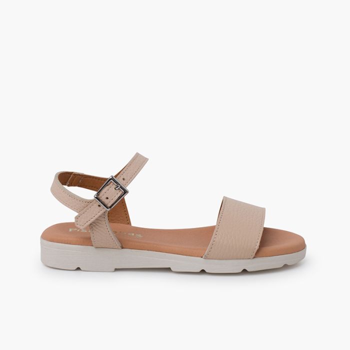Textured leather sandals gel insole