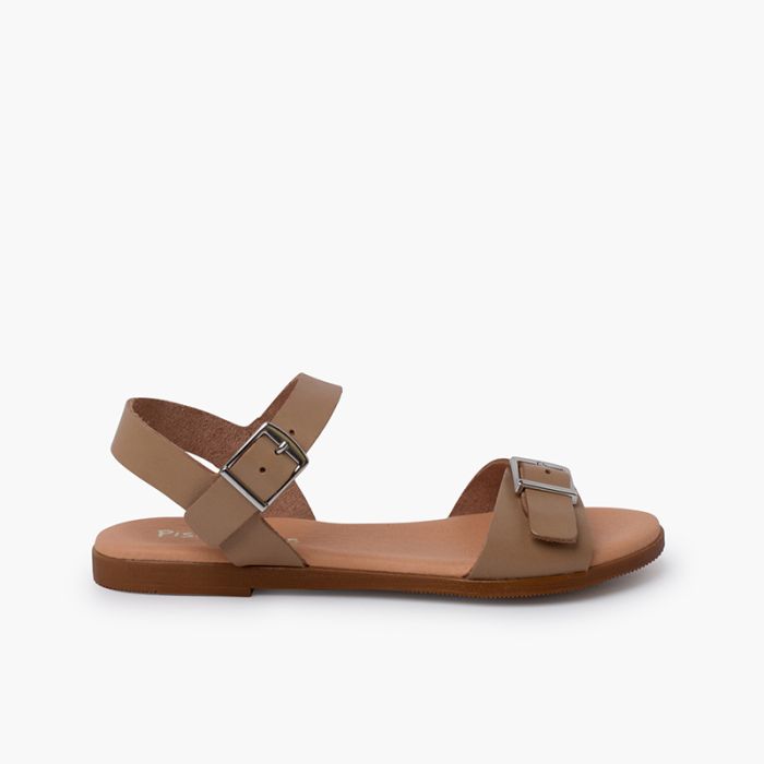 Wide buckle instep sandals