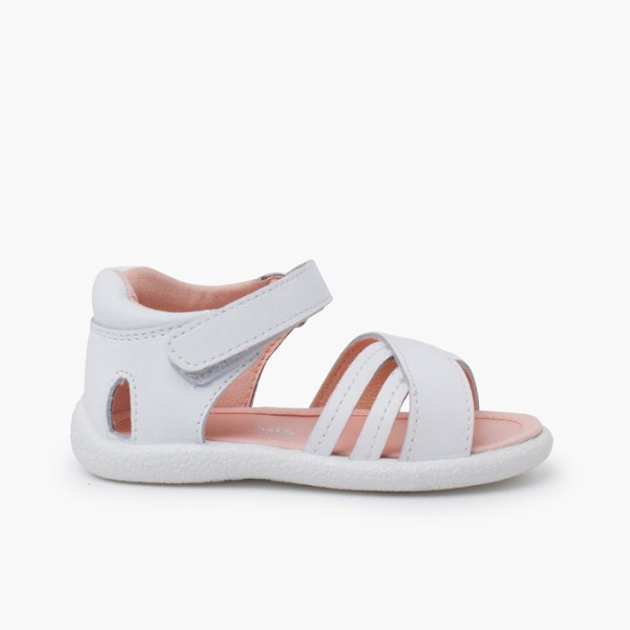 First steps sandals crossed straps