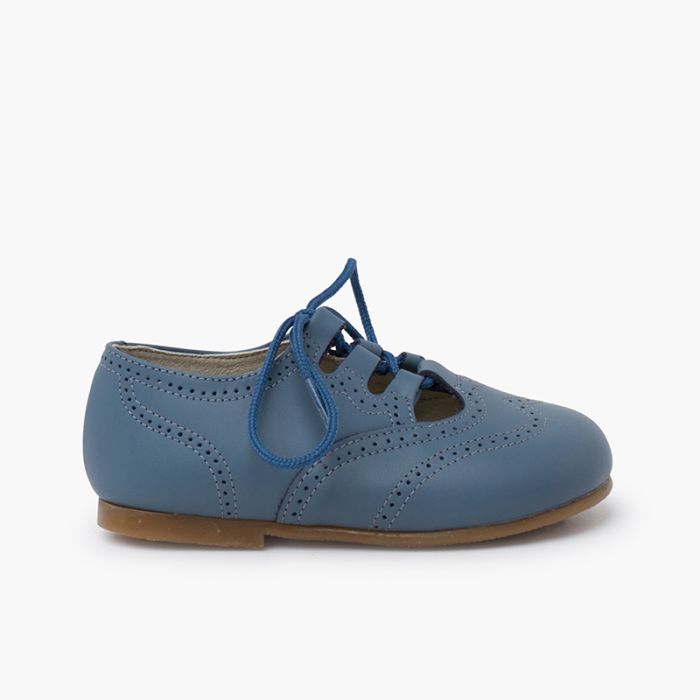 Leather lace-up oxford shoes caramel sole