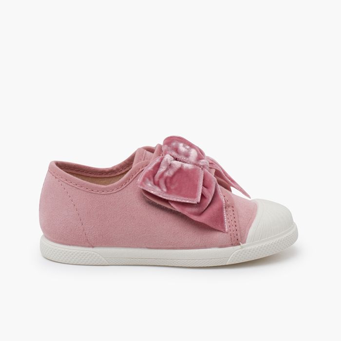Velvet bow trainers
