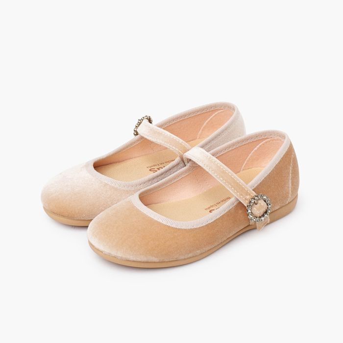 Okaaspain Linen Ballet Flats Merceditas Niña De Terciopelo Con