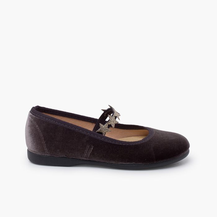 Velvet mary janes elastic little stars