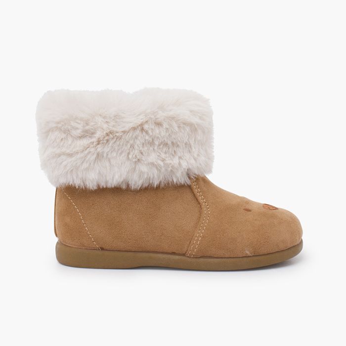 Teddy bear boots furry collar