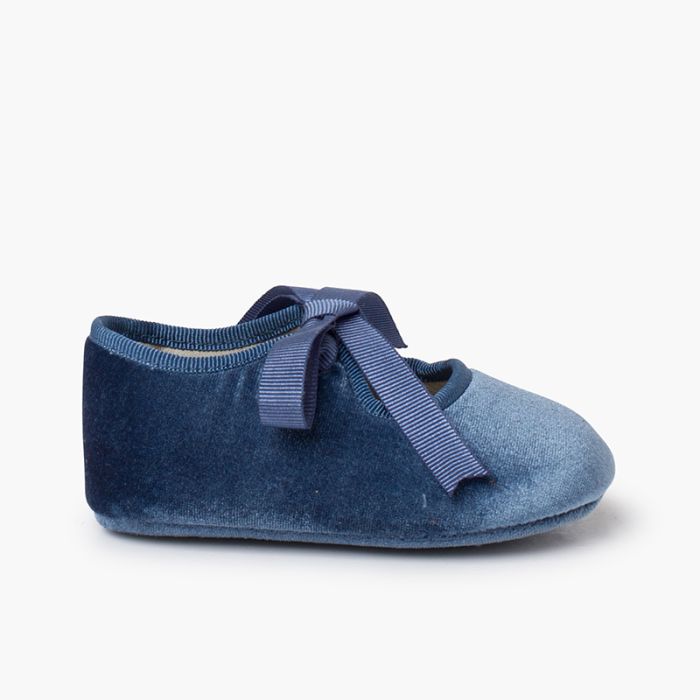 Velvet baby mary janes faya ribbons