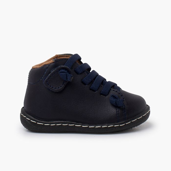 Washable leather children's Boots elastic laces