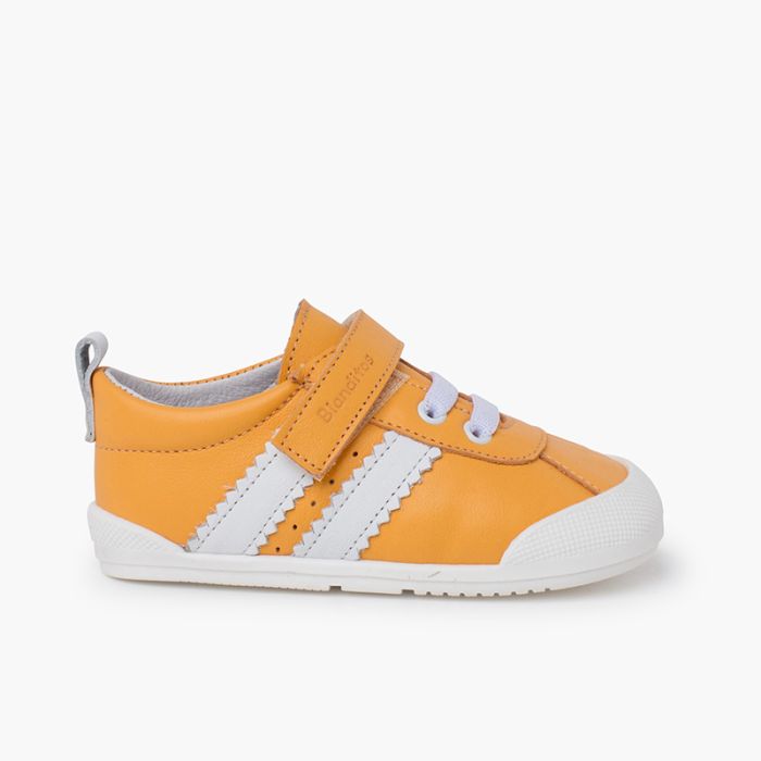 Blanditos white striped hook-and-loop sneakers