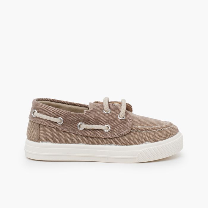 Summer boat shoes for boys in organic canvas