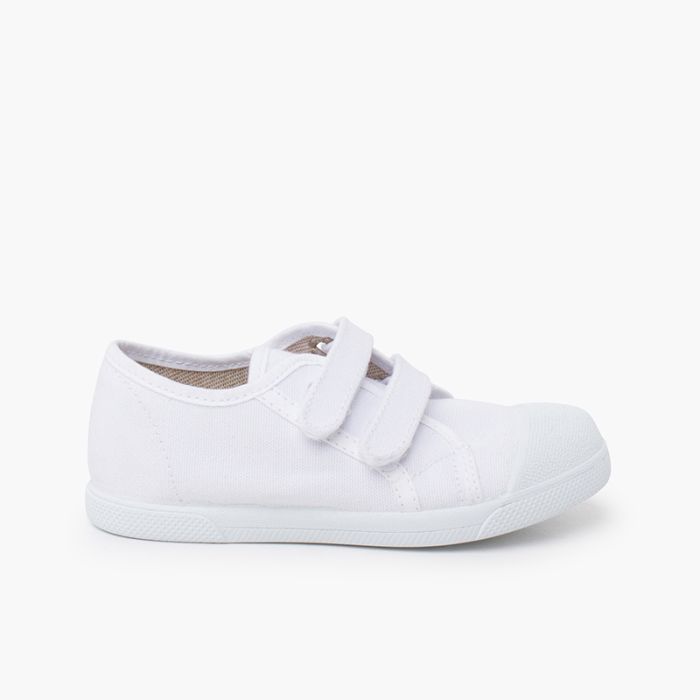 Soft eco canvas trainers hook-and-loop straps