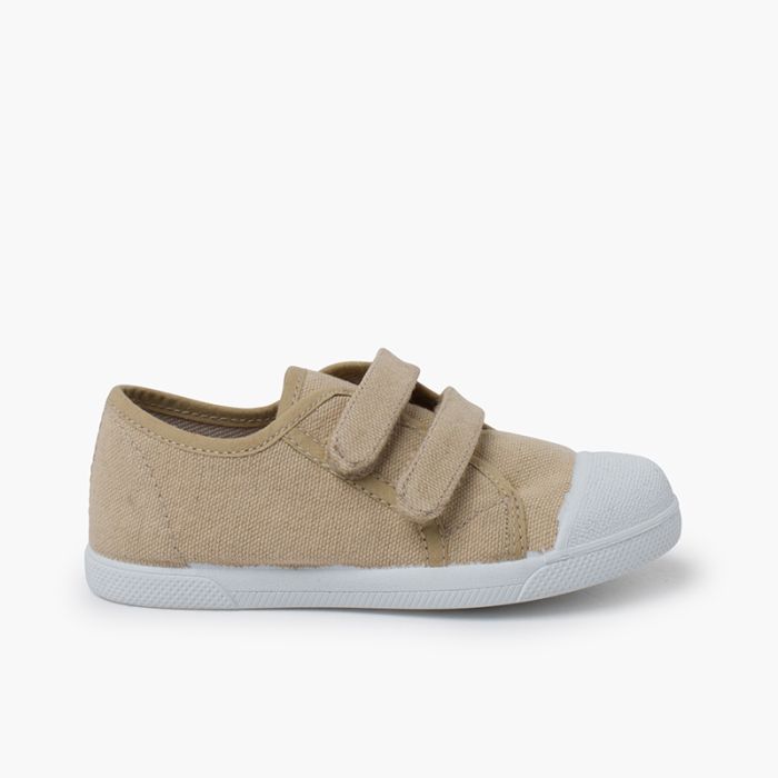 Soft eco canvas trainers hook-and-loop straps