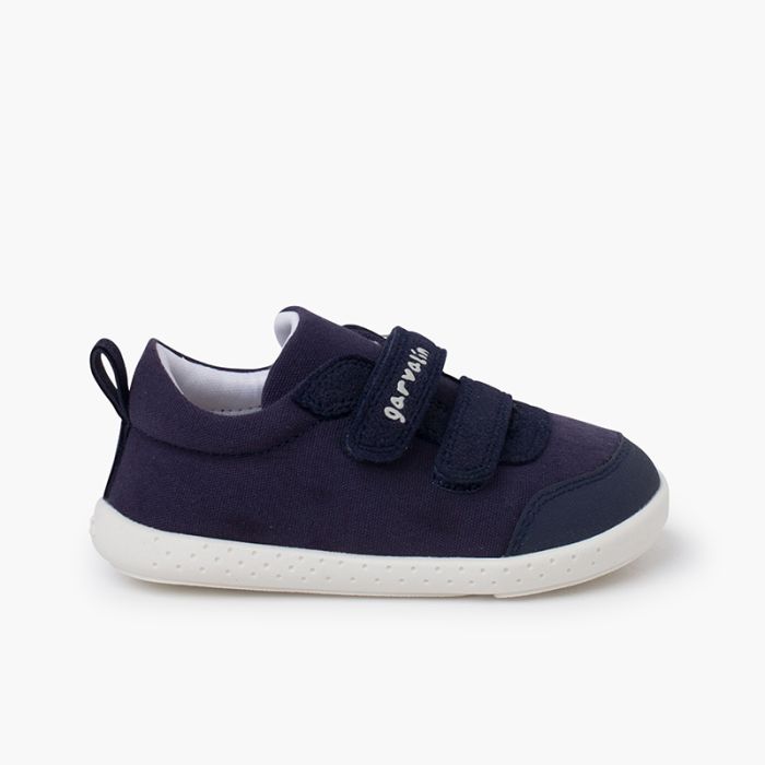 Soft canvas double hook-and-loop strap trainers