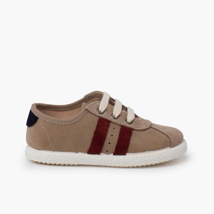 Combined trainers with suede and serratex