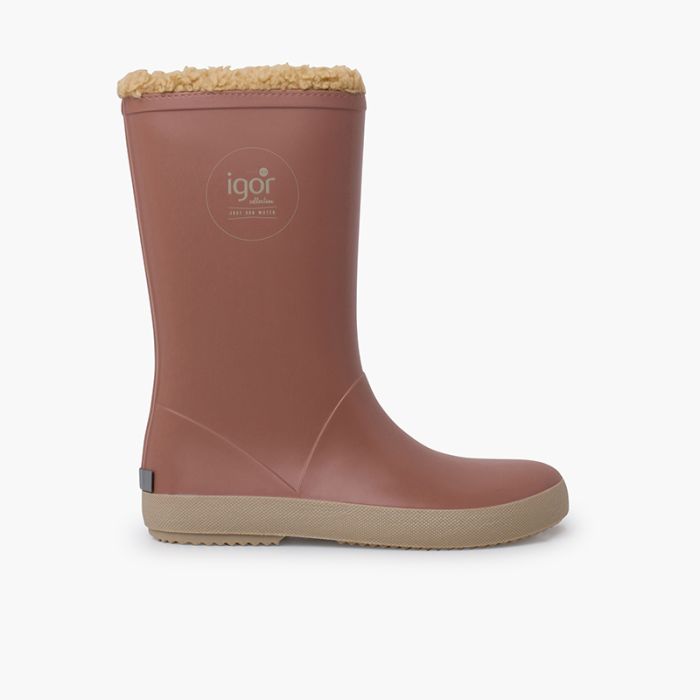 Faux fur Lined Wellies Beige Sole