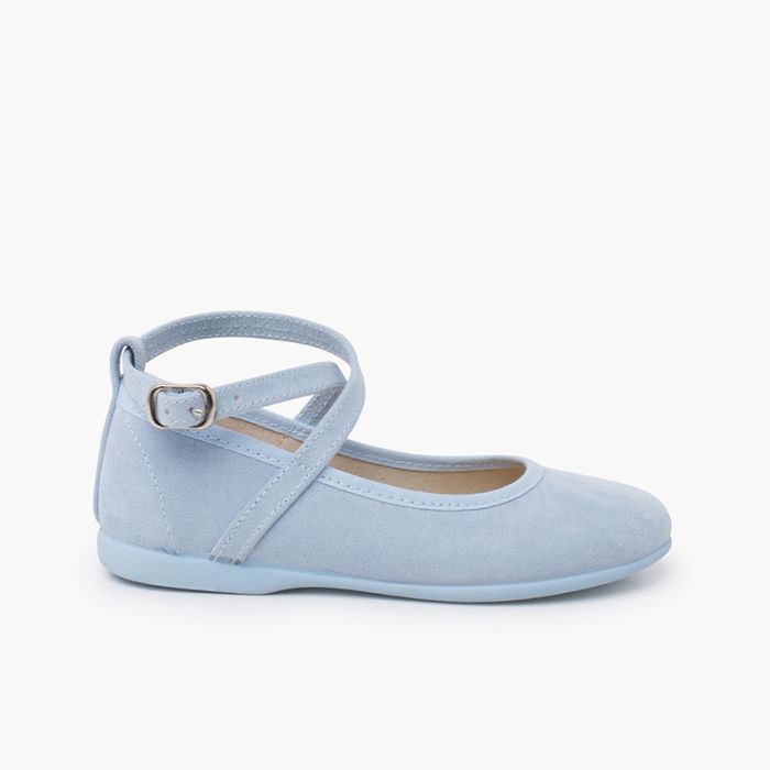 Mary janes suede-effect cross-strap and buckle