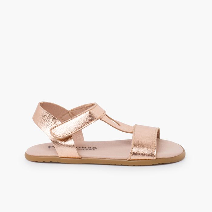 Barefoot sandals metallic instep straps