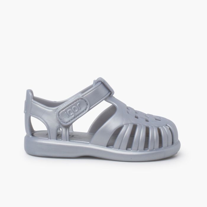 Tobby metallic jelly sandals hook-and-Loop Fastening