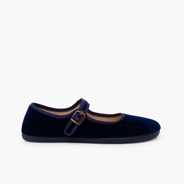 Velvet Barefoot Mary Janes Buckle