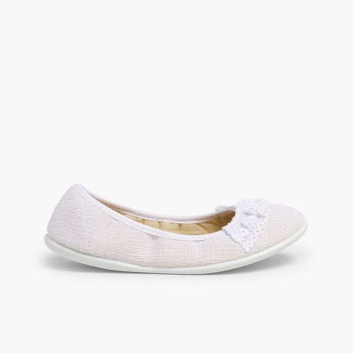 Laced Linen Ballet Pumps