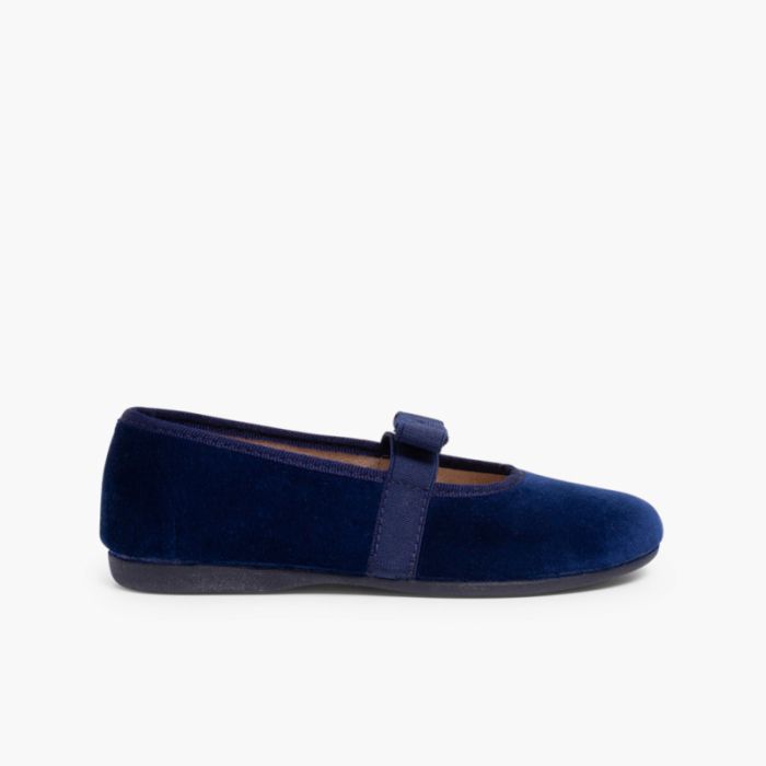 Bow-Shaped Elastic Velvet Ballerinas