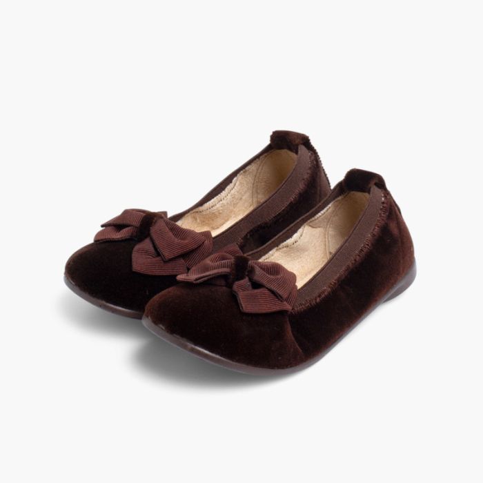 Velvet flats with bow discount
