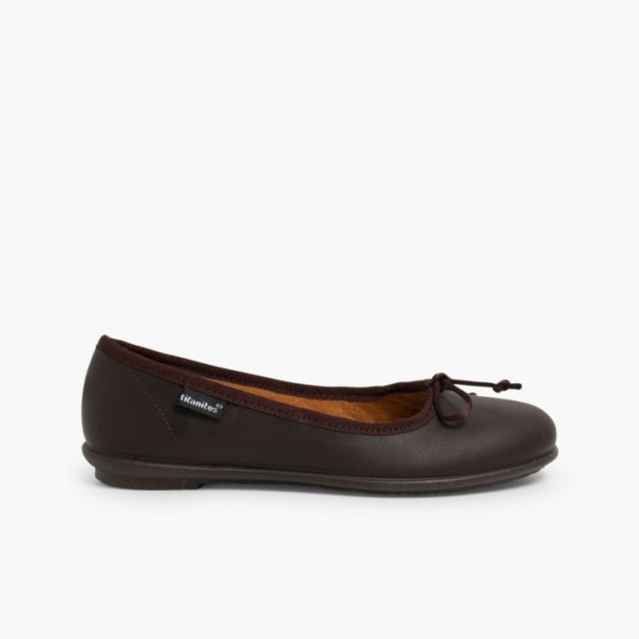 Girl's Washable Leather Ballet Flats 