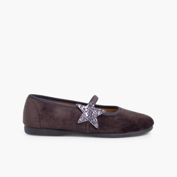 Ballerina shoes with Glitter Stars and Elasticated Strap