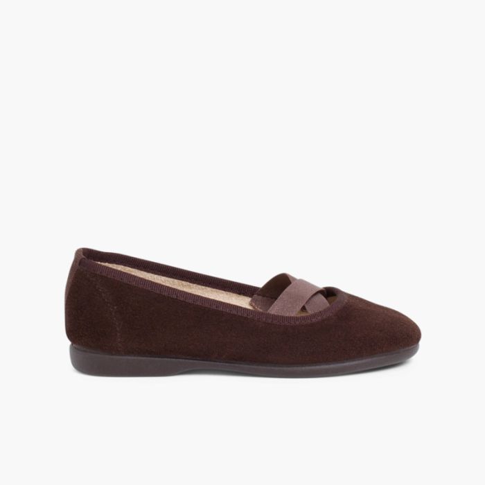 Girls Ballet Pumps with Crossed Ribbon