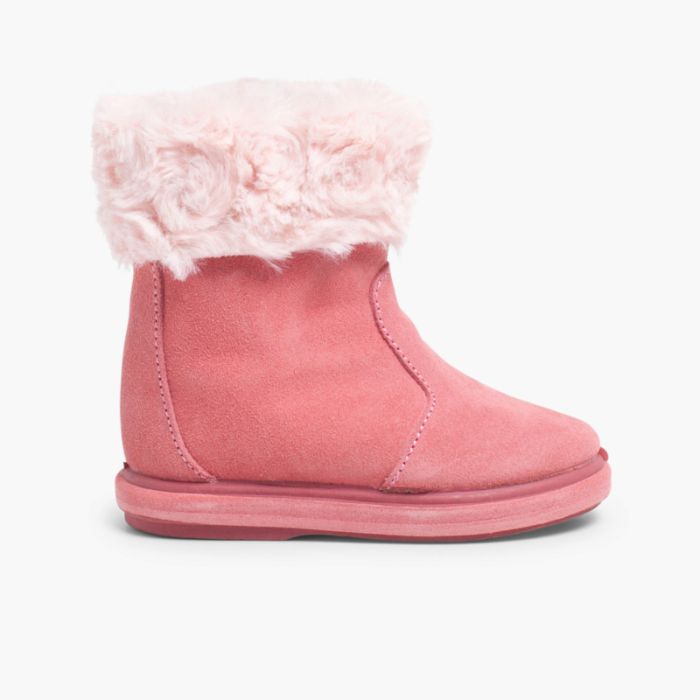 Faux fur collar boots