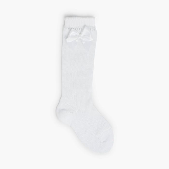 CONDOR Pointelle High Socks with Bow