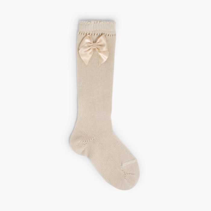 CONDOR Pointelle High Socks with Bow