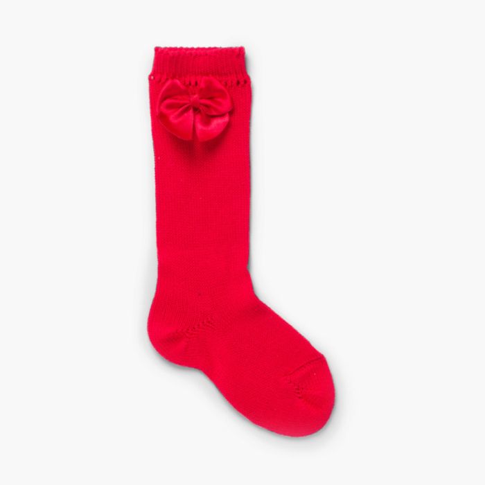 CONDOR Pointelle High Socks with Bow