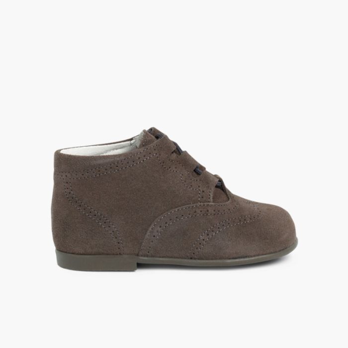 Suede Lace-Up Oxford Booties