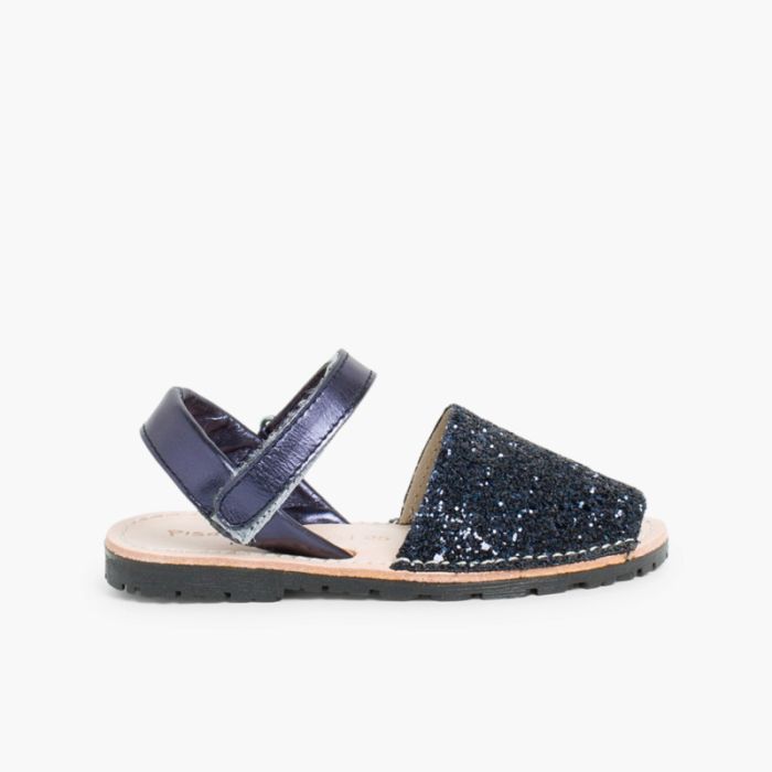 Glitter Menorcan Sandals with loop fasteners fastening