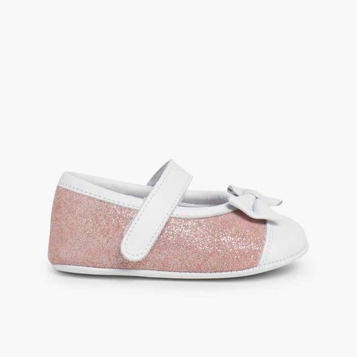 Shiny Baby Mary Janes in Nappa and Leather with loop fasteners