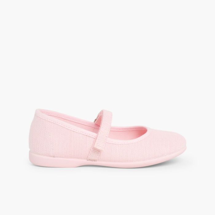 Girls Riptape Linen Mary Janes