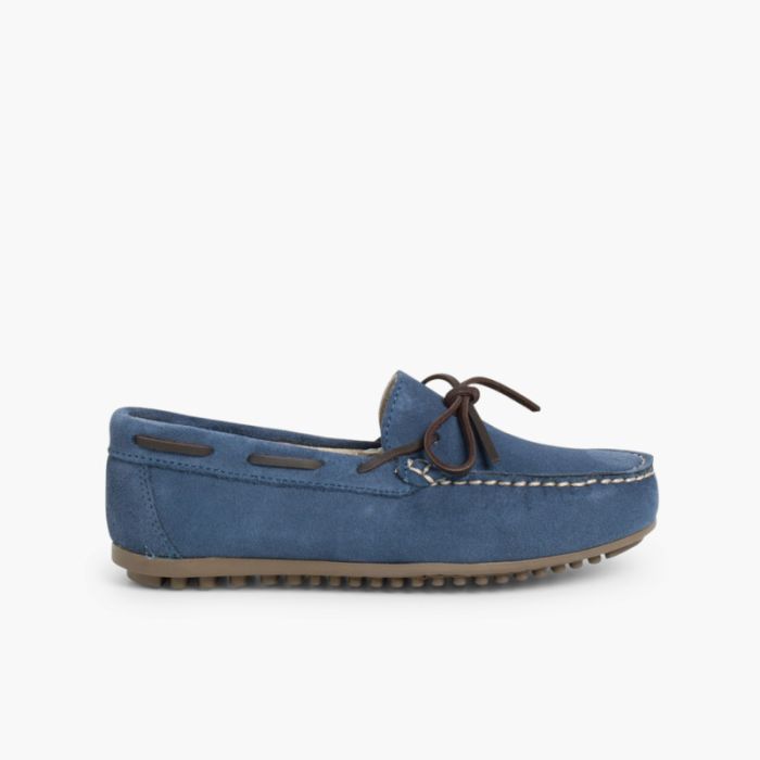 Suede loafers with bow